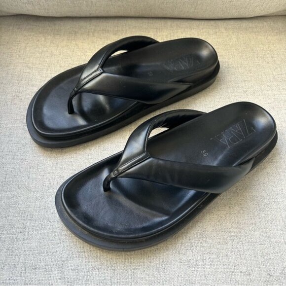 ZARA BLACK CHUNKY SANDALS - Picture 1 of 4